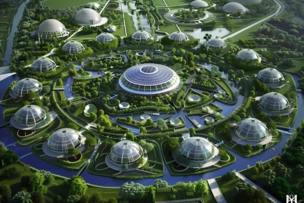 AI Impression of an modern ecovillage