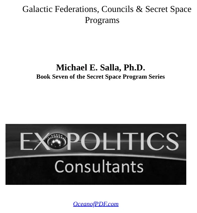 Title page of Galactic Federations, Councils and Secret Space Programs by Michael E. Salla, with an Exopolitics banner