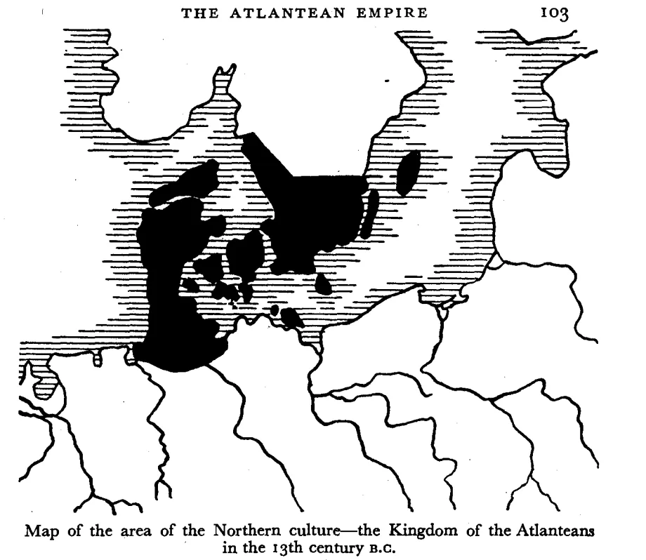 Map of Denmark, southern Sweden and northern Germany, with the core area of the Northern culture shaded black.
