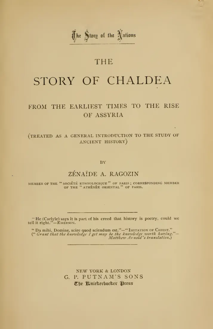 Title page of The Story of Chaldea by Zénaïde A. Ragozin, G. P. Putnam's Sons